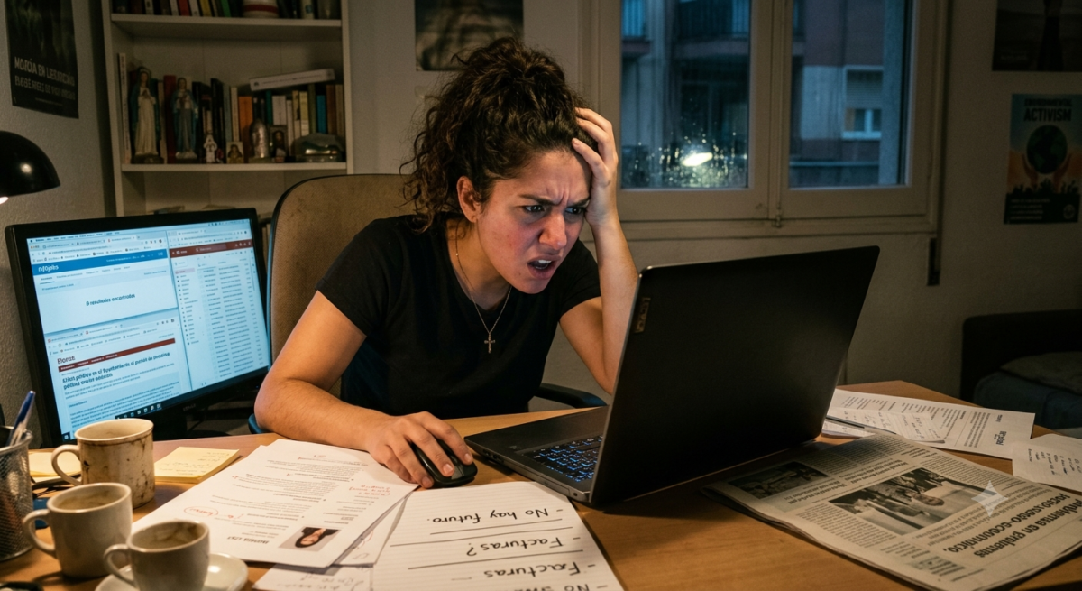 Mujer agobiada por la situación actual